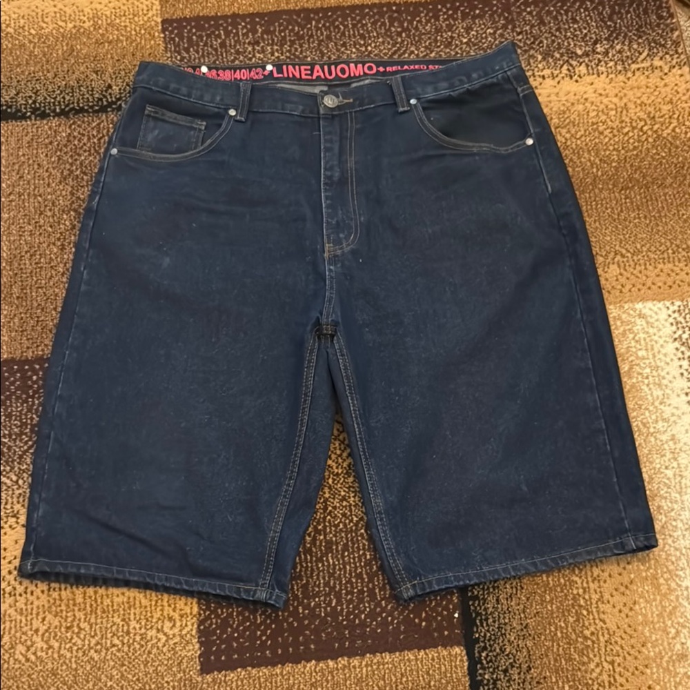 Blue Jean Shorts with Clean Hem and Classic Style